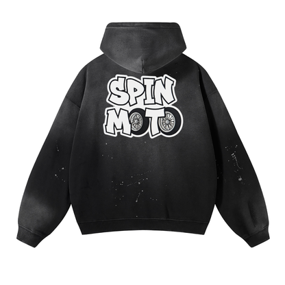 Spin Moto Baggy Hoodie - Black